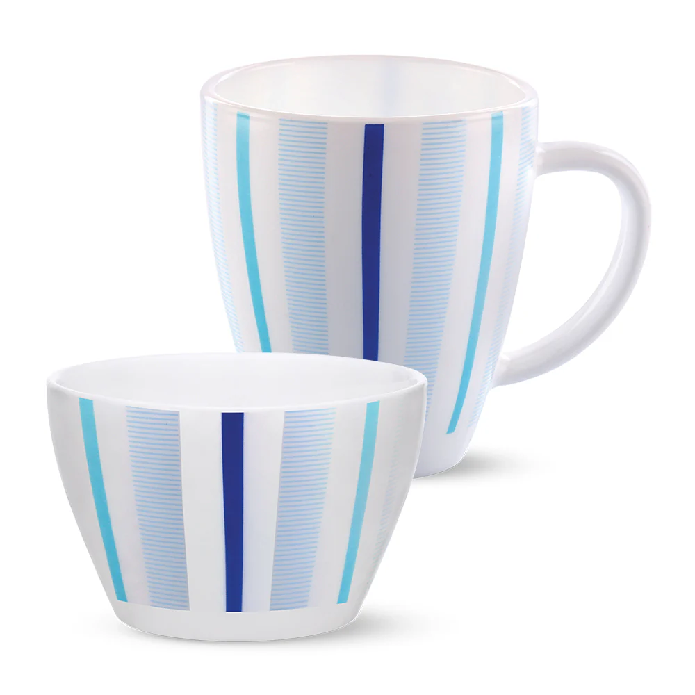 Larah Blue Strip Breakfast Set, 2 pc - Image 2