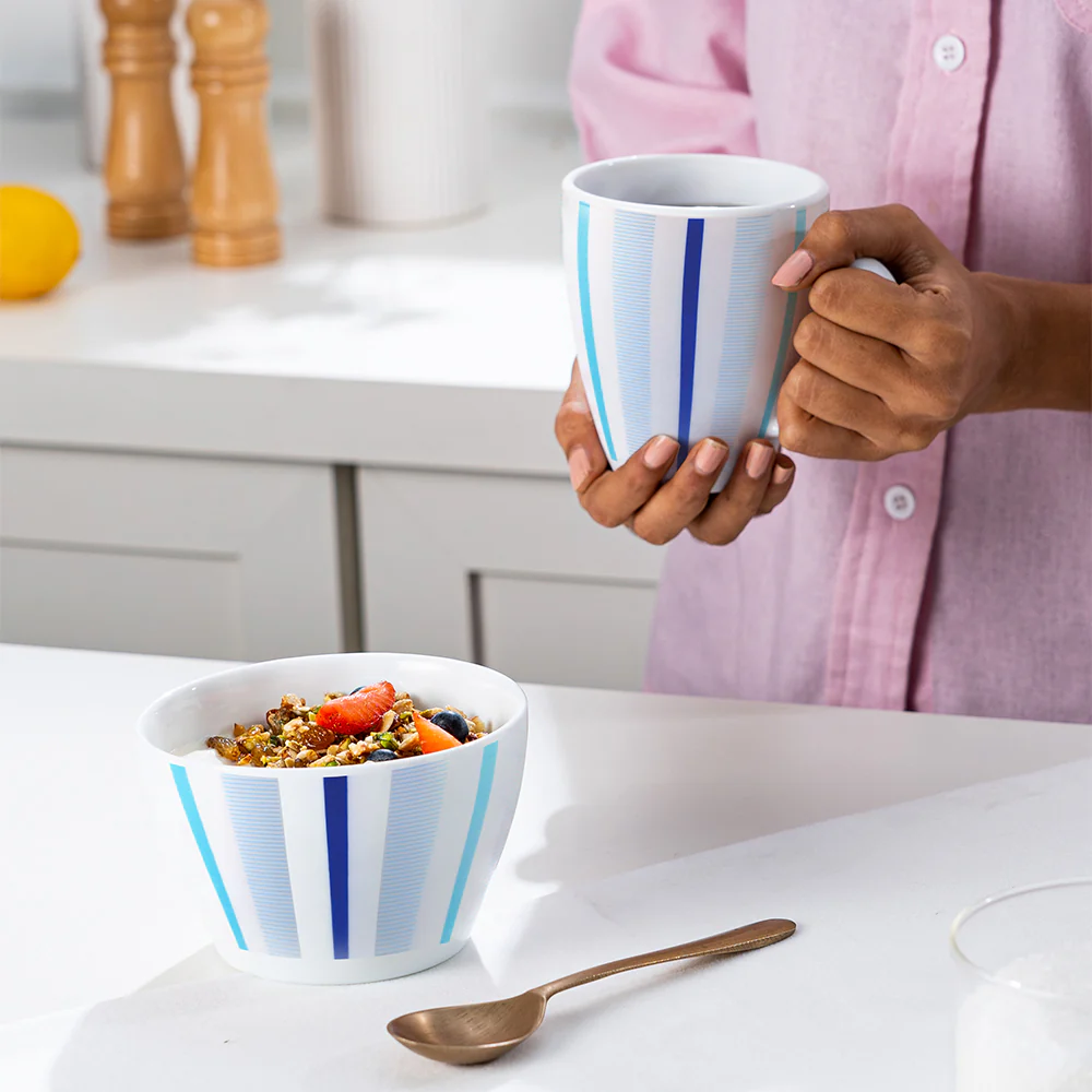 Larah Blue Strip Breakfast Set, 2 pc - Image 5
