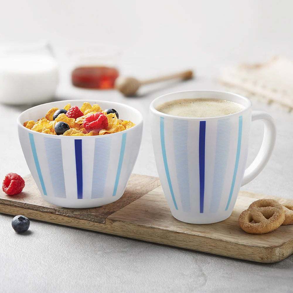 Larah Blue Strip Breakfast Set, 4 pc - Image 2