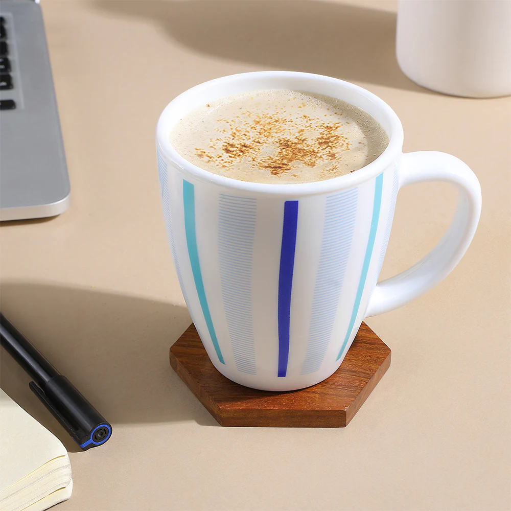Larah Blue Strip Mug Set, 390ml x 2 - Image 6