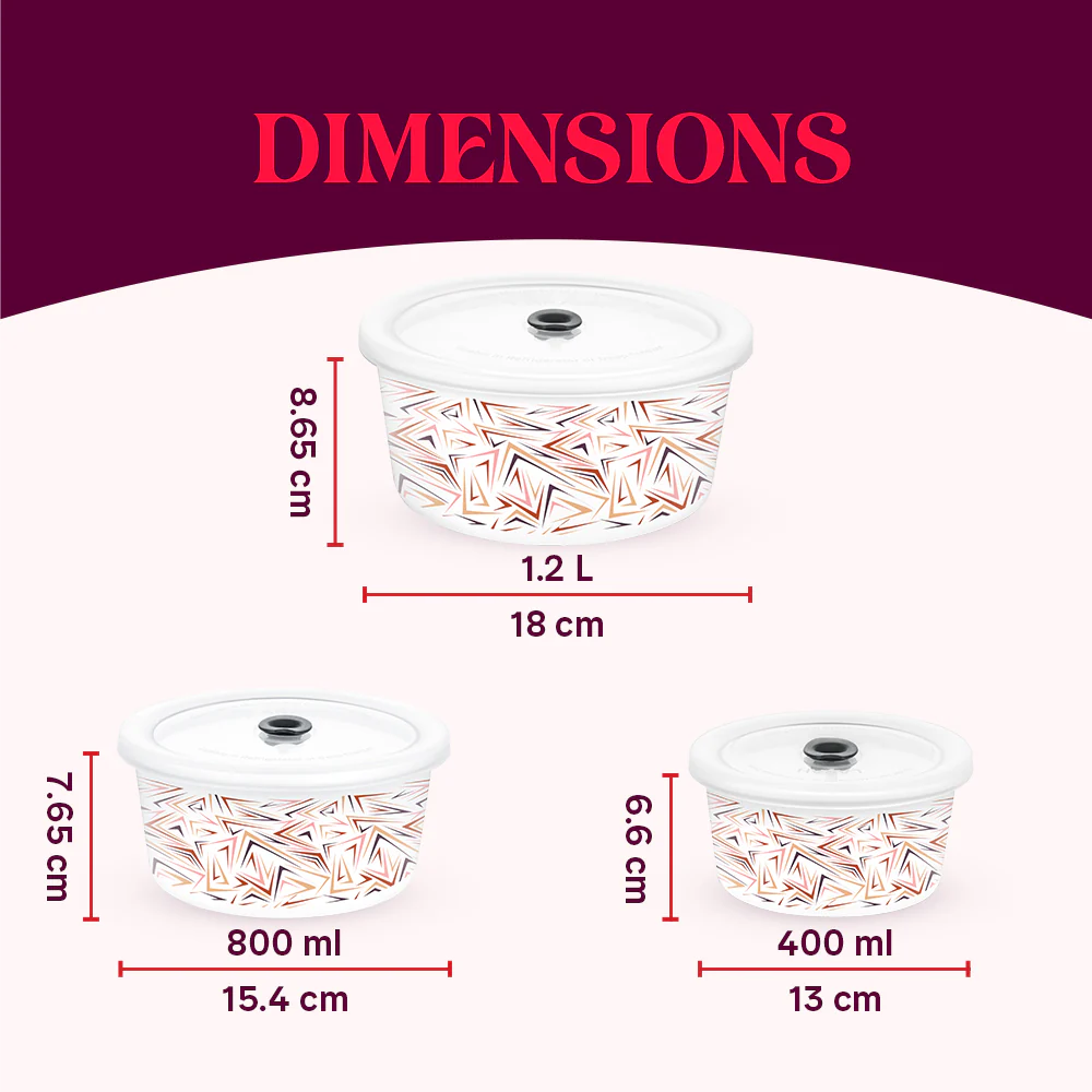 Larah Comet Storage Bowl Set, 1.2L + 800ml + 400ml - Image 3