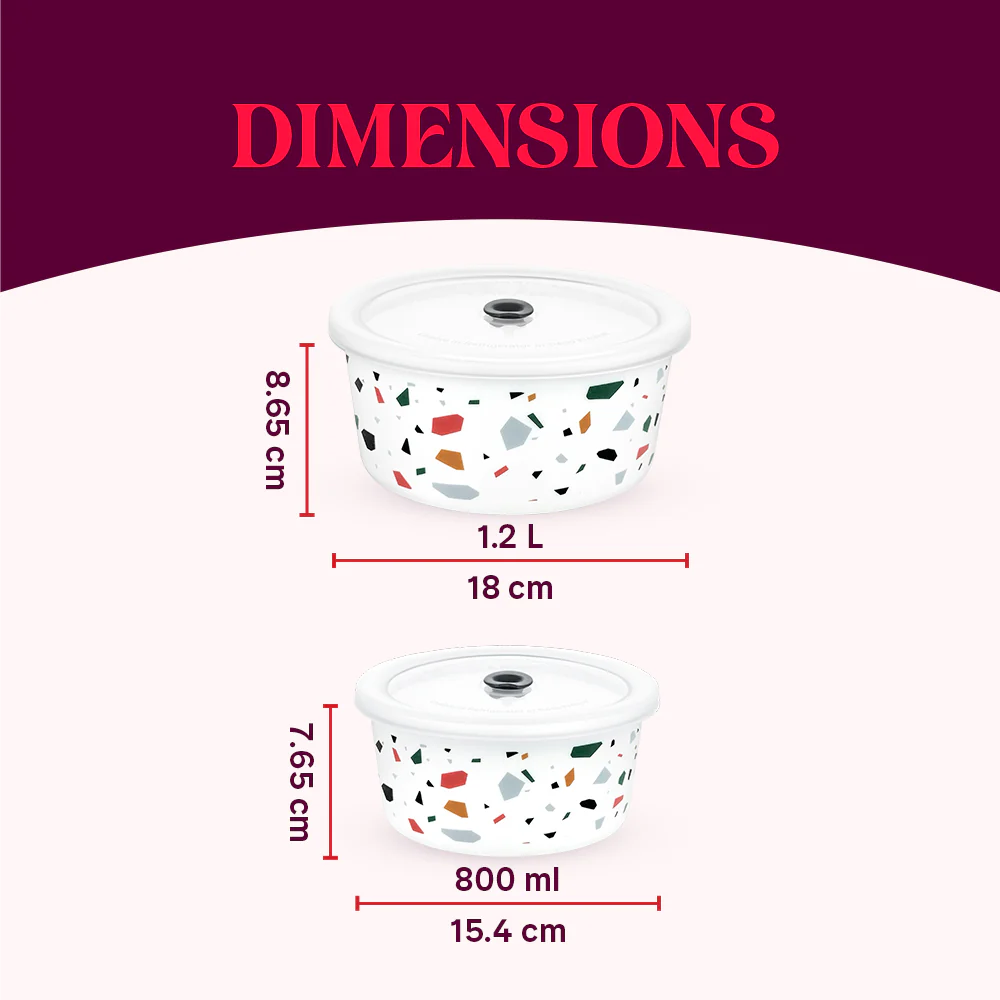 Larah Confetti Storage Bowl Set, 1.2L + 800ml - Image 3