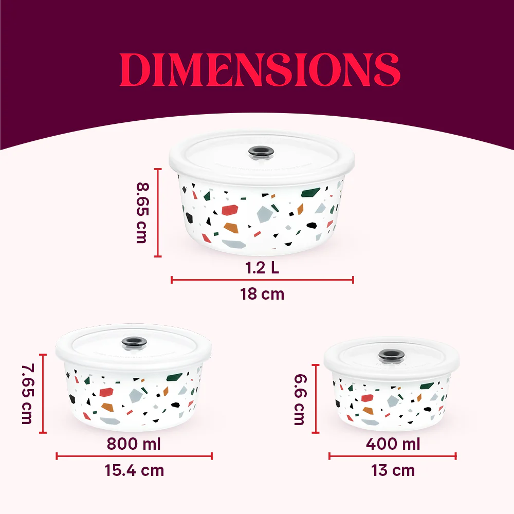 Larah Confetti Storage Bowl Set, 1.2L + 800ml + 400ml - Image 3