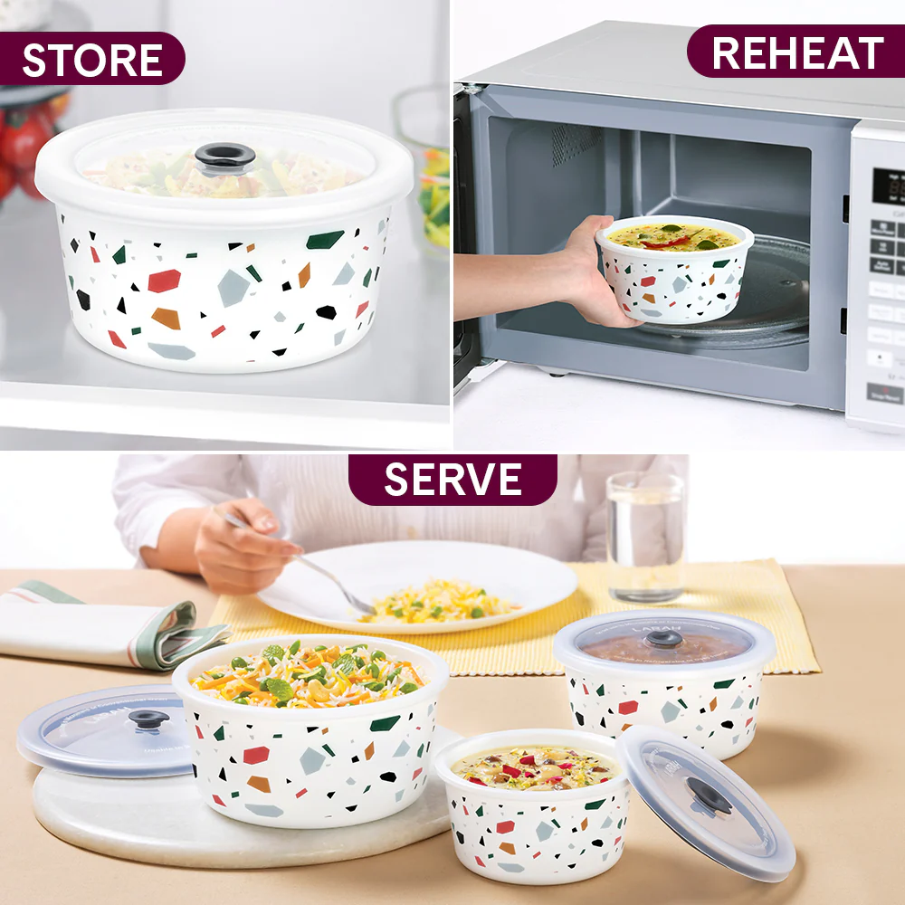 Larah Confetti Storage Bowl Set, 1.2L + 800ml + 400ml - Image 5