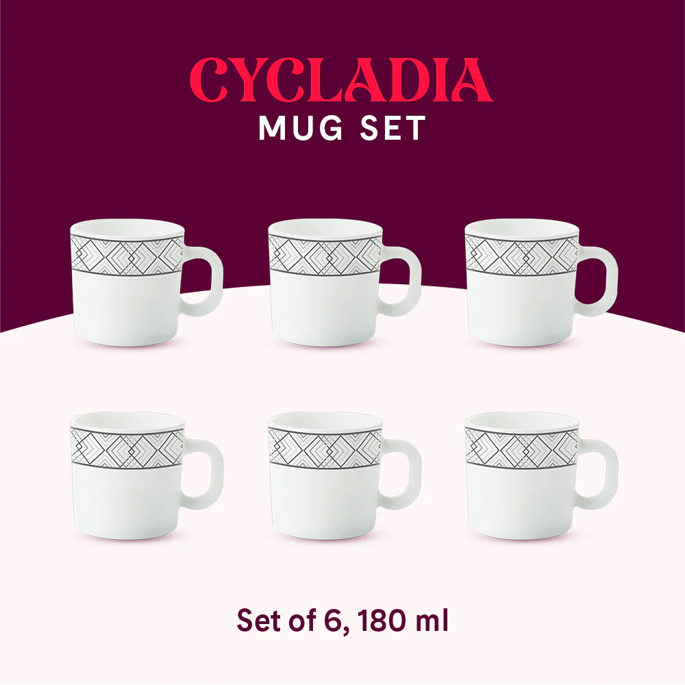 Larah Cycladia Mug Set, 180ml x 6 - Image 3