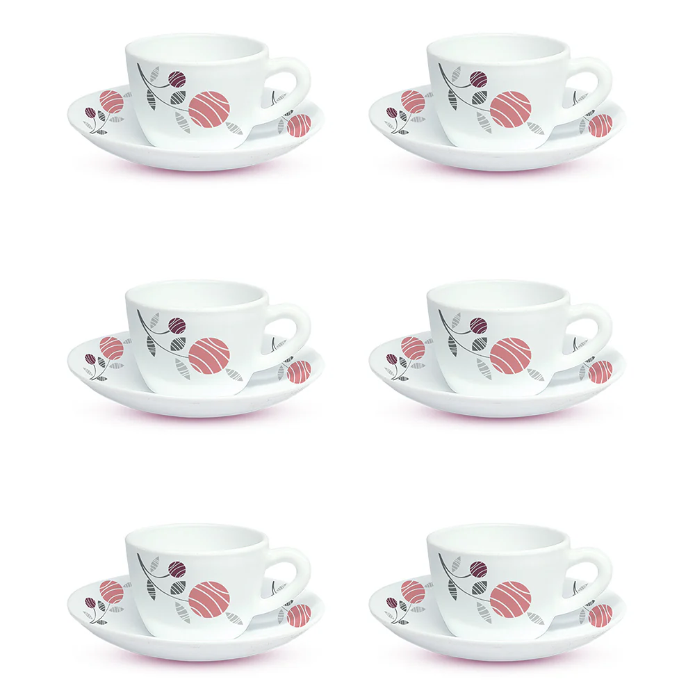 Larah Dahlia Cup n Saucer Set, 140ml x 12 - Image 2