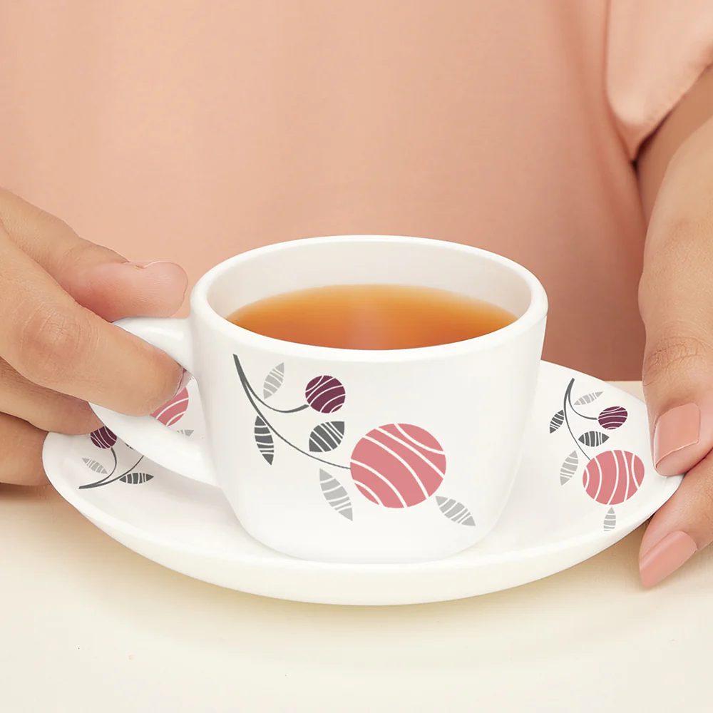 Larah Dahlia Cup n Saucer Set, 140ml x 12 - Image 3