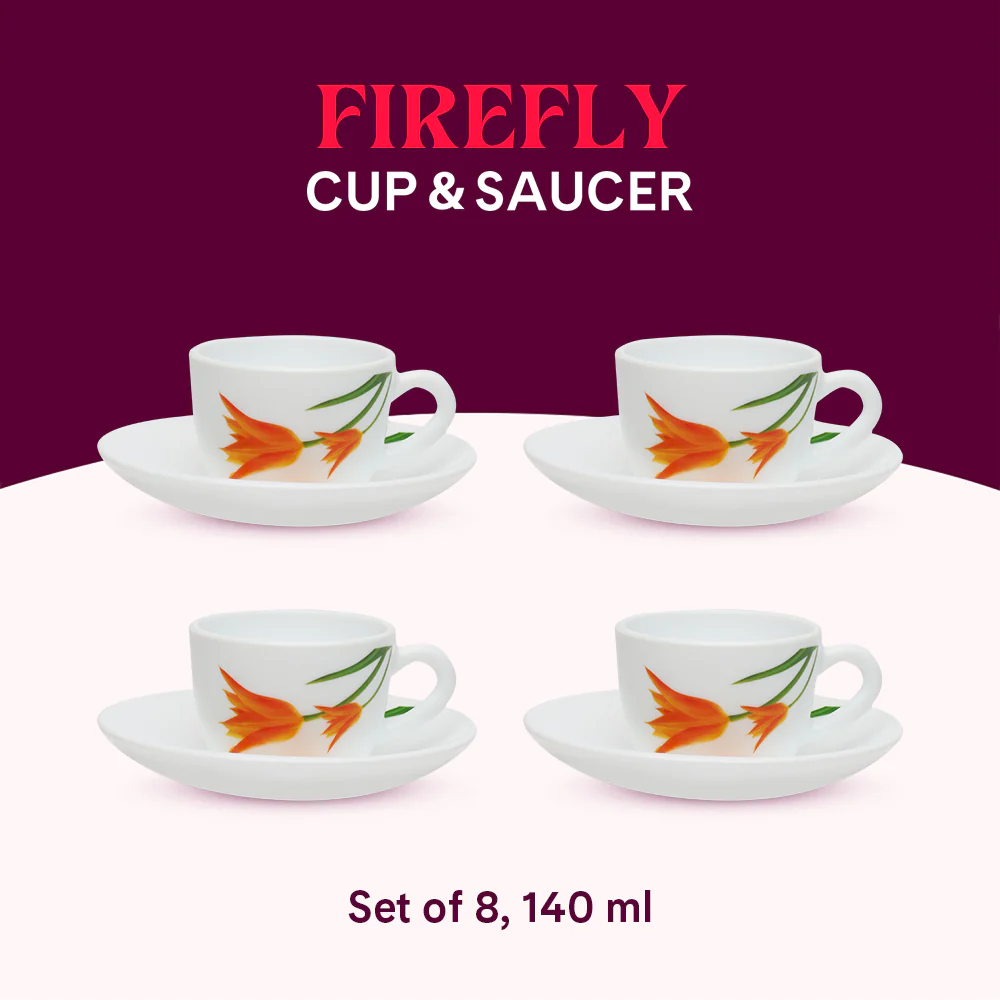 Larah Firefly Cup n Saucer Set, 140ml x 8 - Image 10
