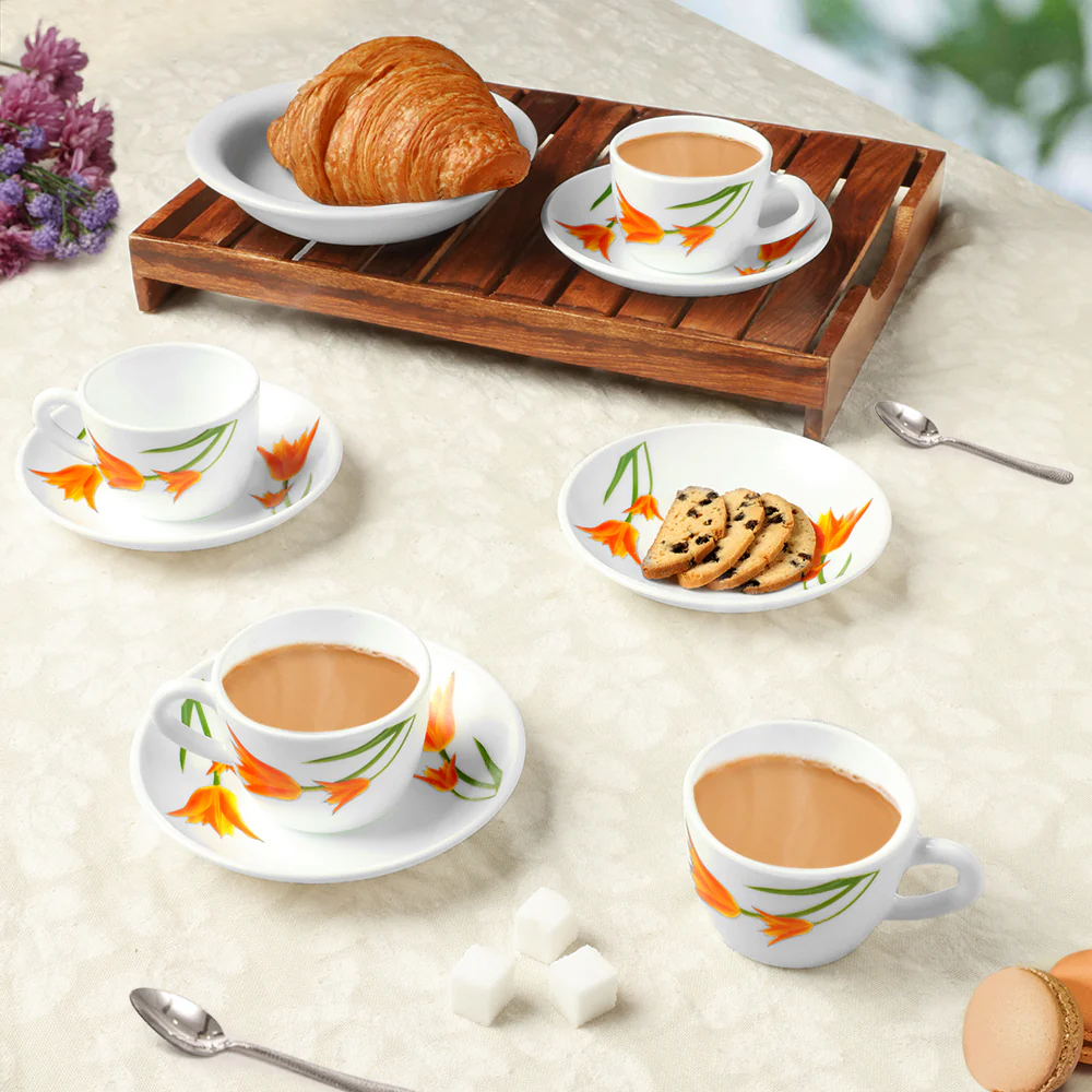 Larah Firefly Cup n Saucer Set, 140ml x 8 - Image 2