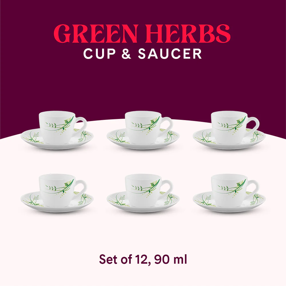 Larah Green Herbs Cup n Saucer Set - Image 9