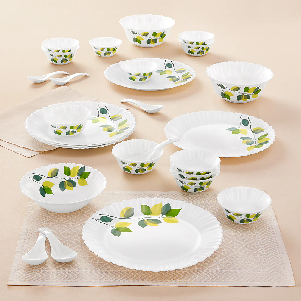 Larah Green Leaves 27 pc Dinner Set - Image 2