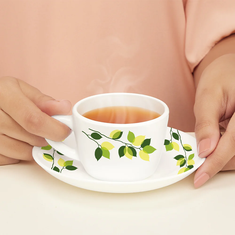 Larah Green Leaves Cup n Saucer Set - Image 2
