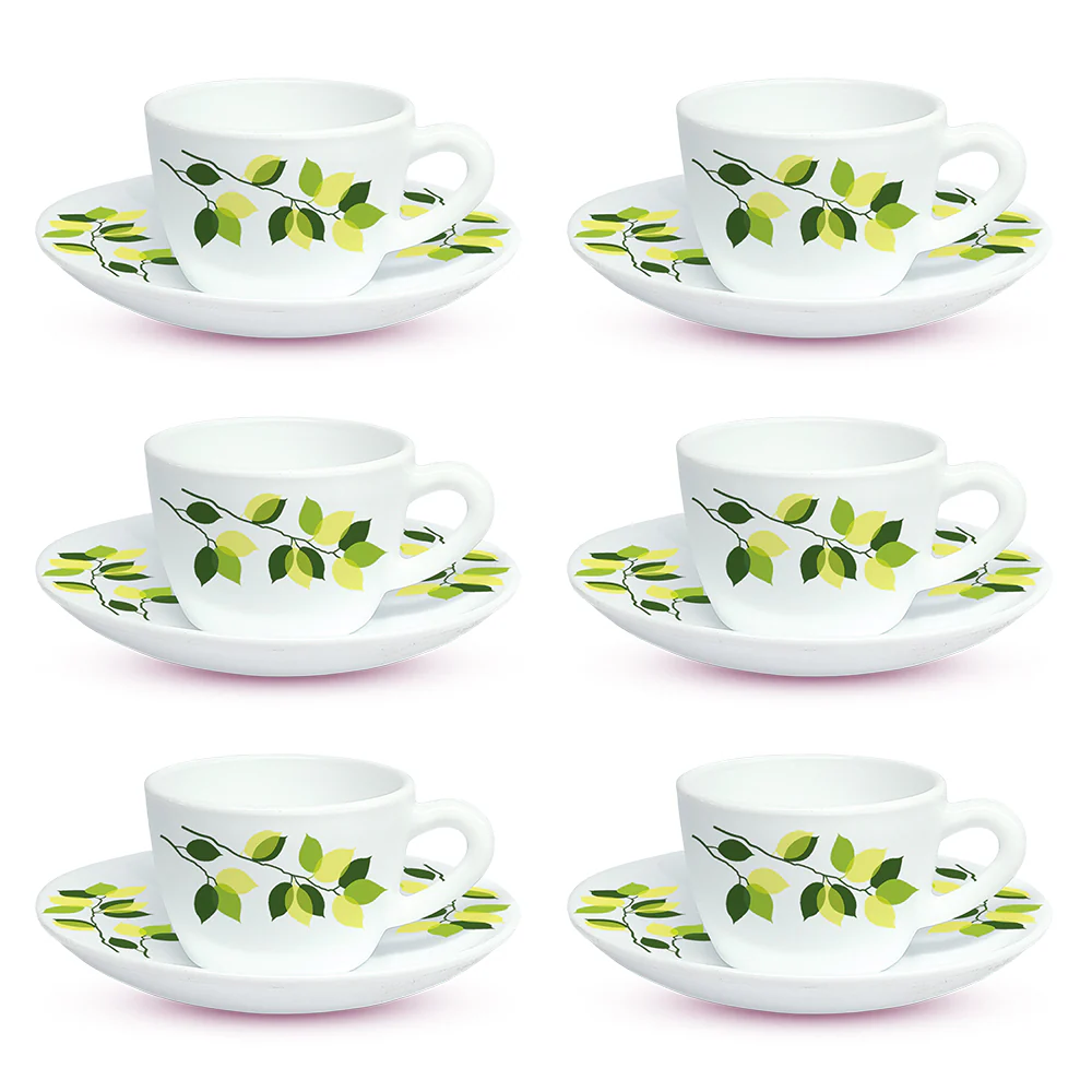 Larah Green Leaves Cup n Saucer Set - Image 3