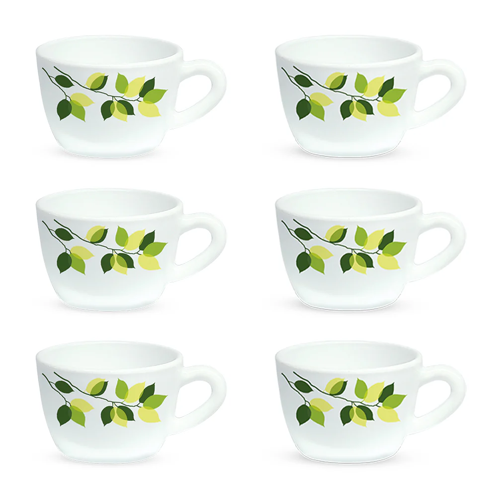 Larah Green Leaves Cup Set, 140ml x 6 - Image 2