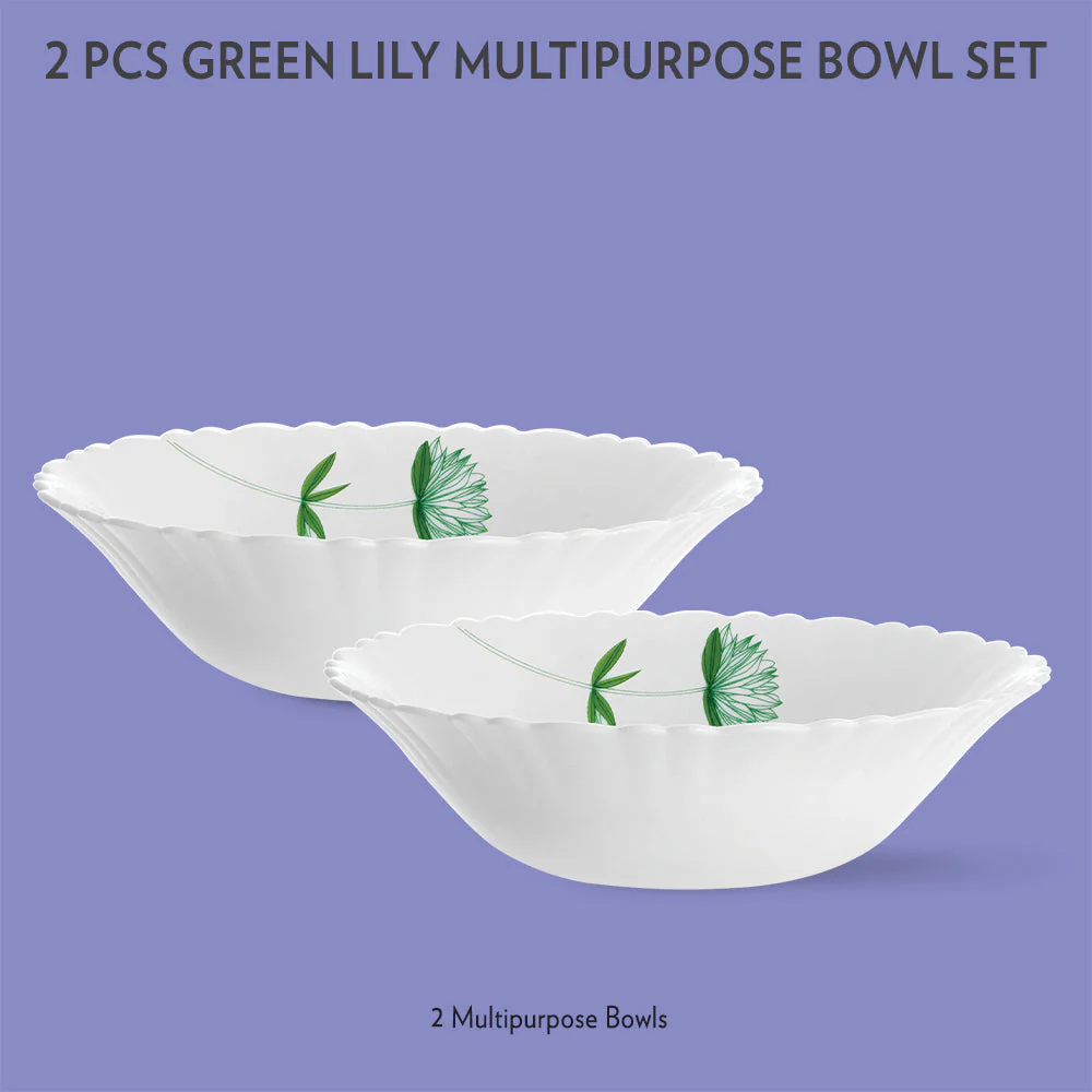 Larah Green Lily Multipurpose Bowl, 2 pc Set - Image 2