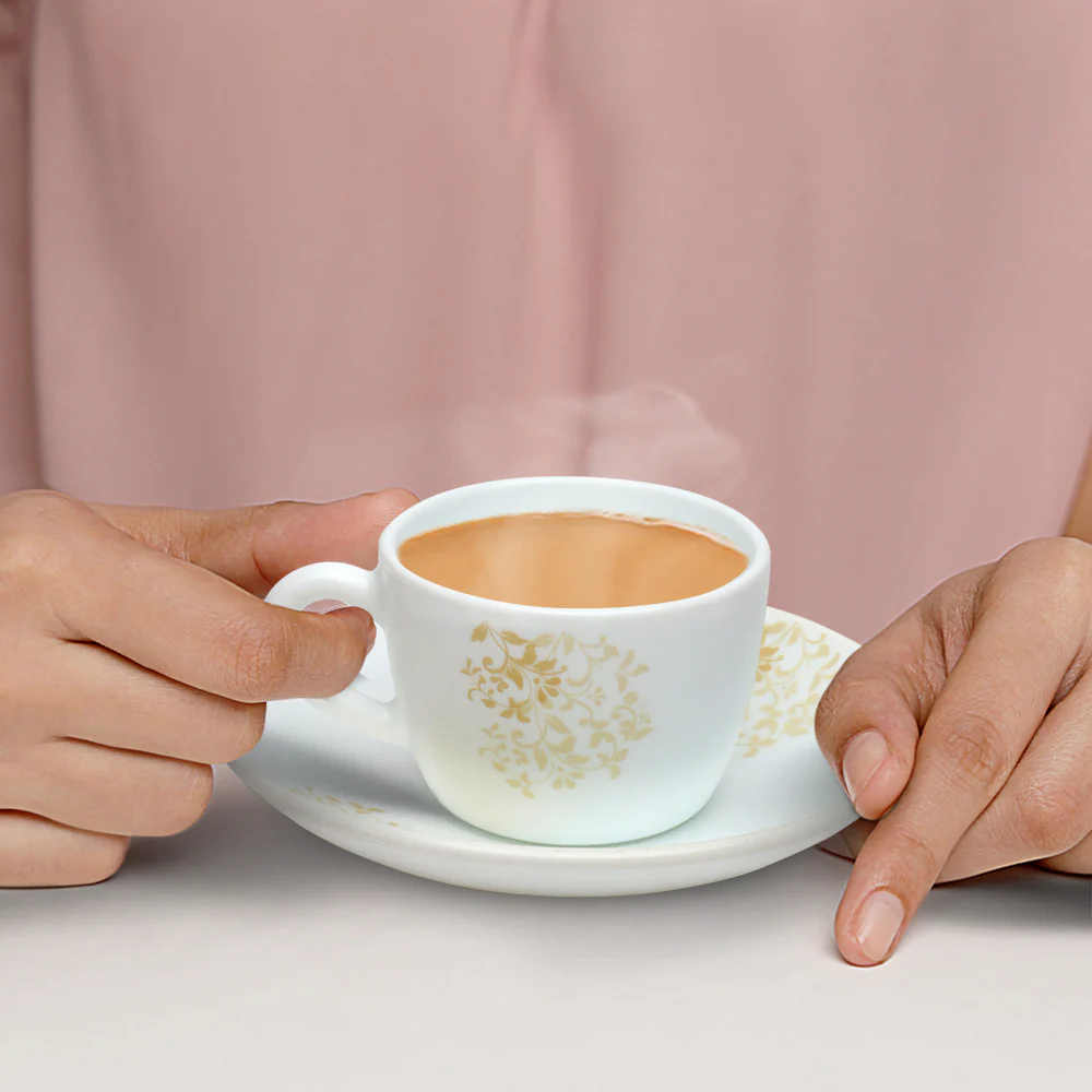 Larah Ingot Cup n Saucer Set, 140ml x 8 - Image 2
