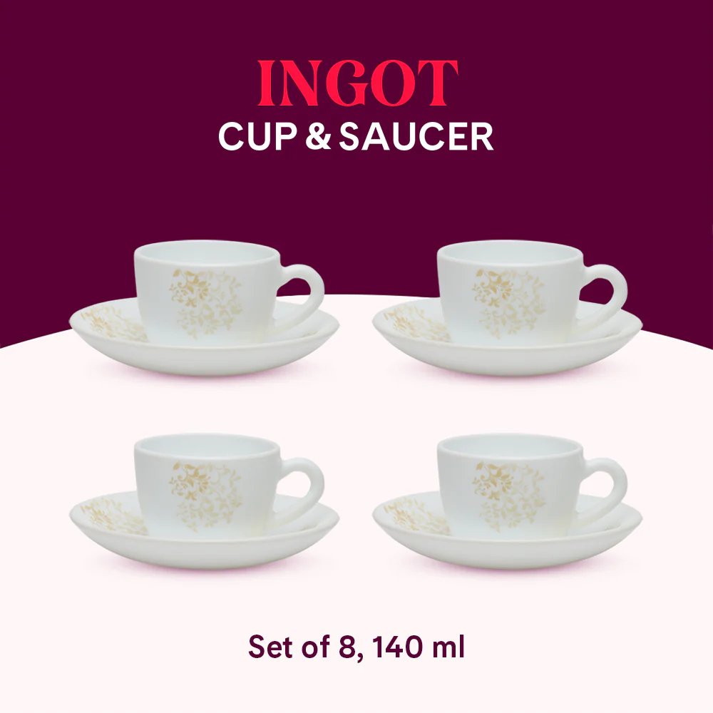 Larah Ingot Cup n Saucer Set, 140ml x 8 - Image 9