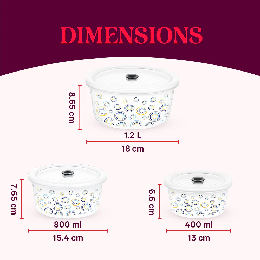 Larah Jupiter Storage Bowl Set, 1.2L + 800ml + 400ml - Image 3