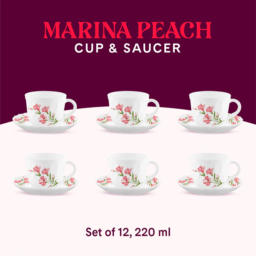 Larah Marina Peach Cup n Saucer Set - Image 7