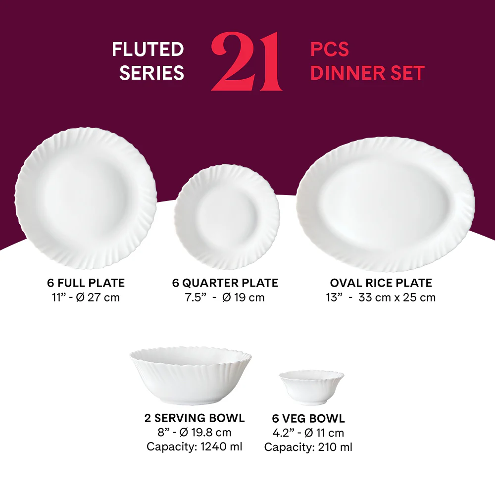 Larah Marina Peach Dinner Set 21 pc - Image 2