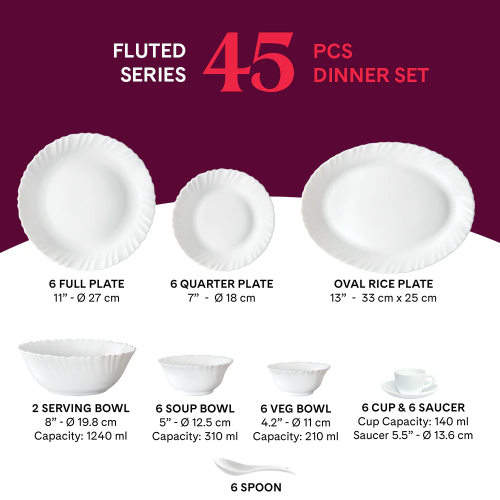 Larah Marina Peach Dinner Set 45 pc - Image 2