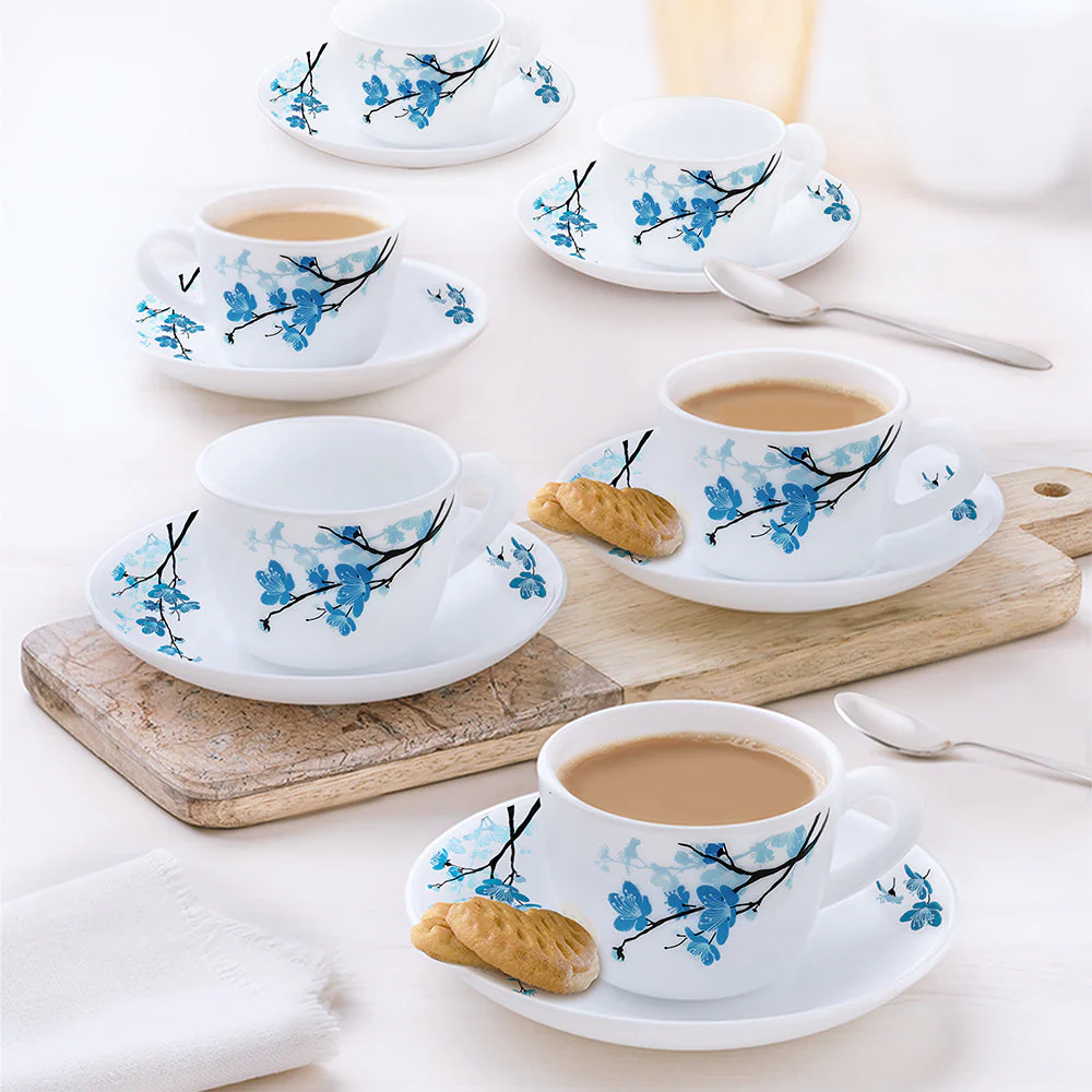 Larah Mimosa Cup n Saucer Set, 140ml x 8