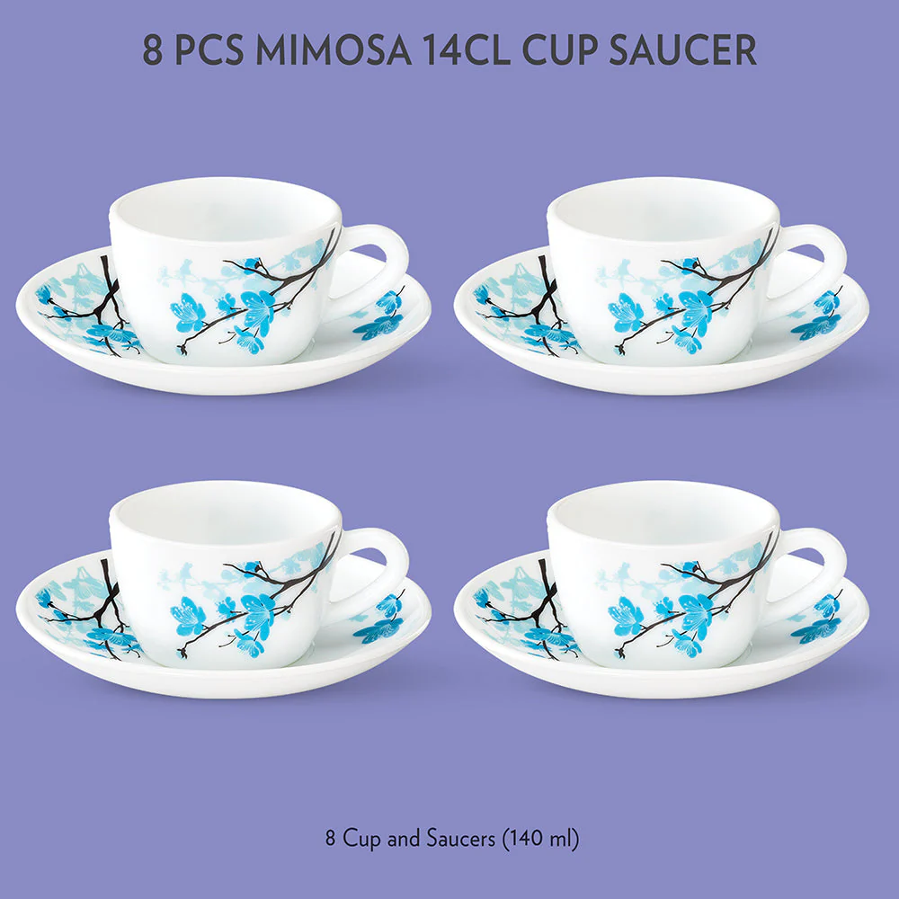 Larah Mimosa Cup n Saucer Set, 140ml x 8 - Image 2