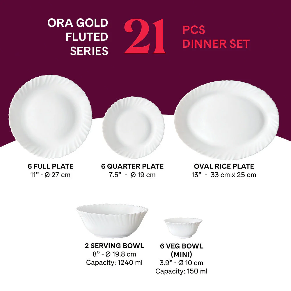 Larah Ora Gold Dinner Set, 35 pc - Image 13