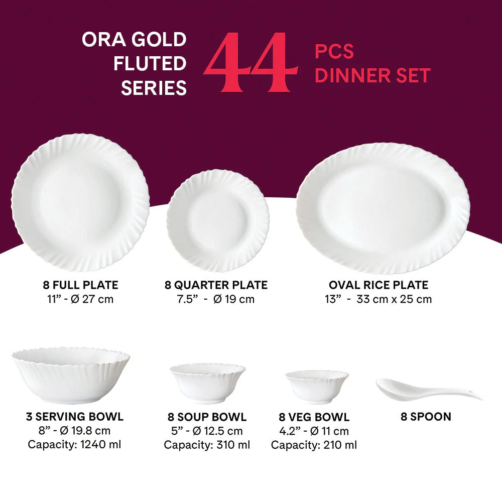 Larah Ora Gold Dinner Set, 35 pc - Image 16