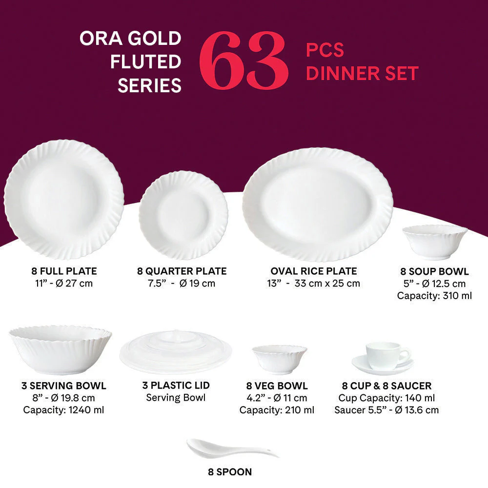 Larah Ora Gold Dinner Set, 35 pc - Image 17
