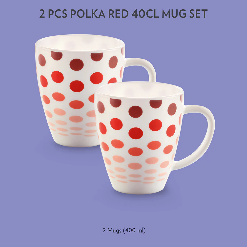 Larah Polka Mug Set, Red - Image 2