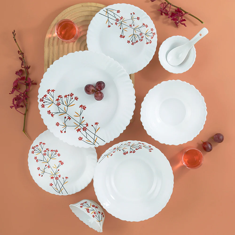 Larah Red Bud 35 pc Dinner Set