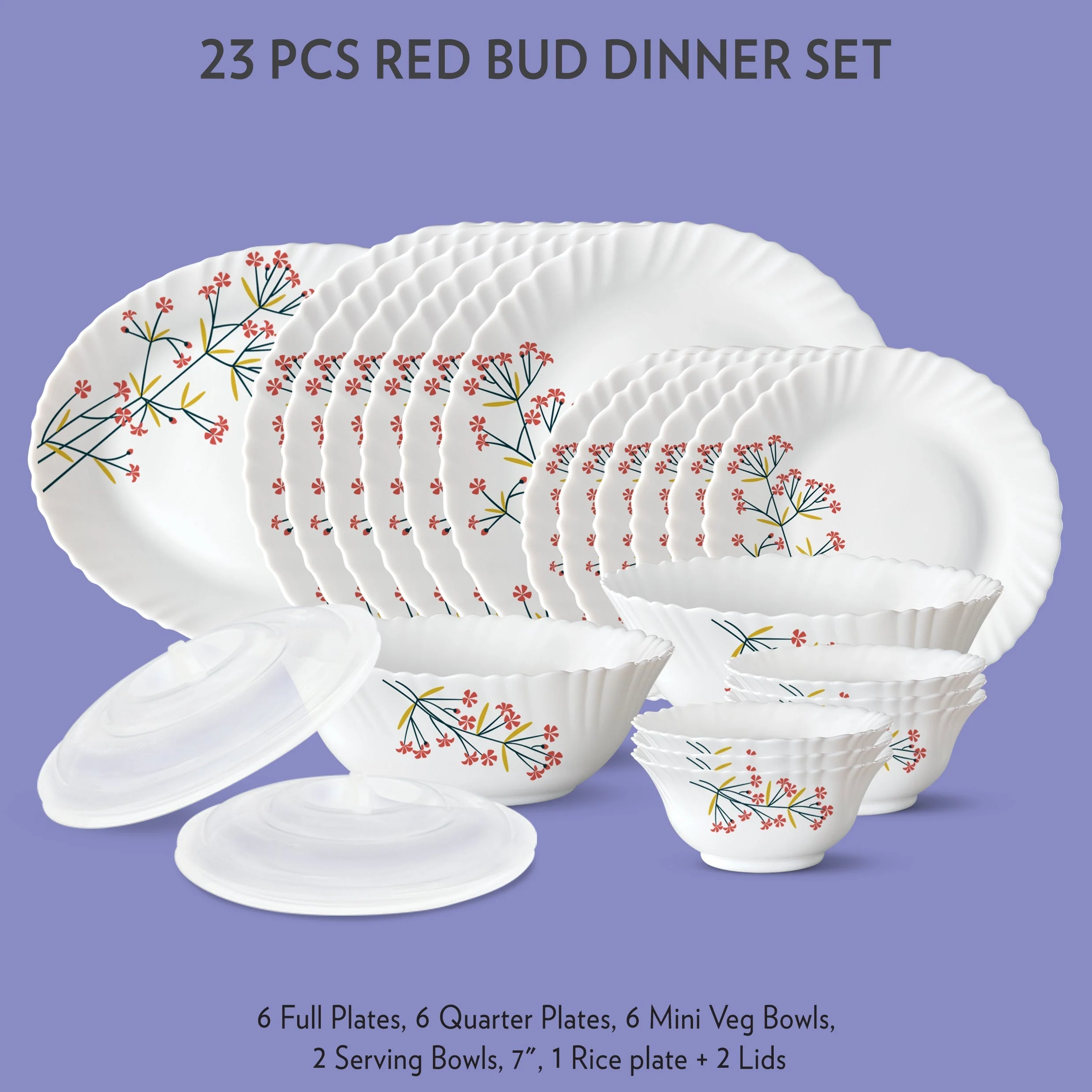 Larah Red Bud Dinner Set, 23 pc - Image 2