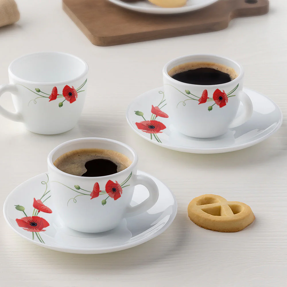 Larah Carnation Cup n Saucer Set, Red - Image 2