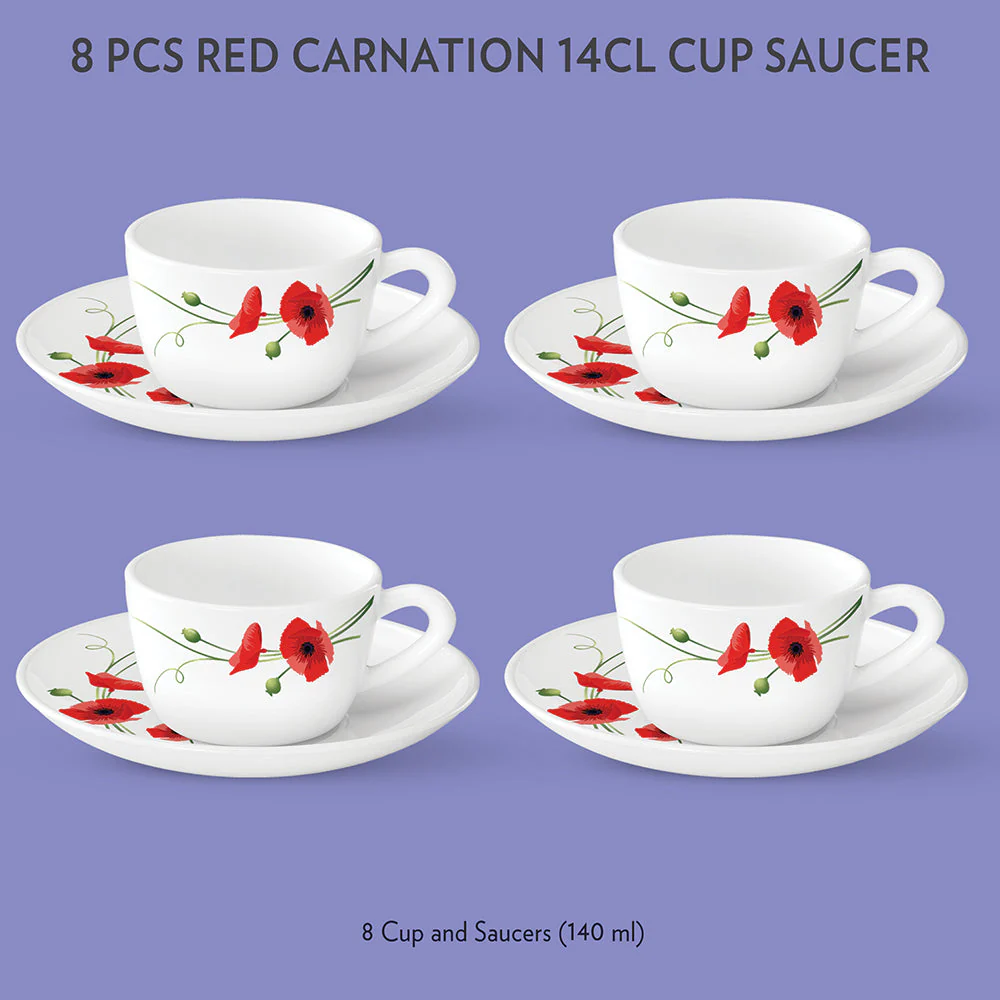 Larah Carnation Cup n Saucer Set, Red - Image 3