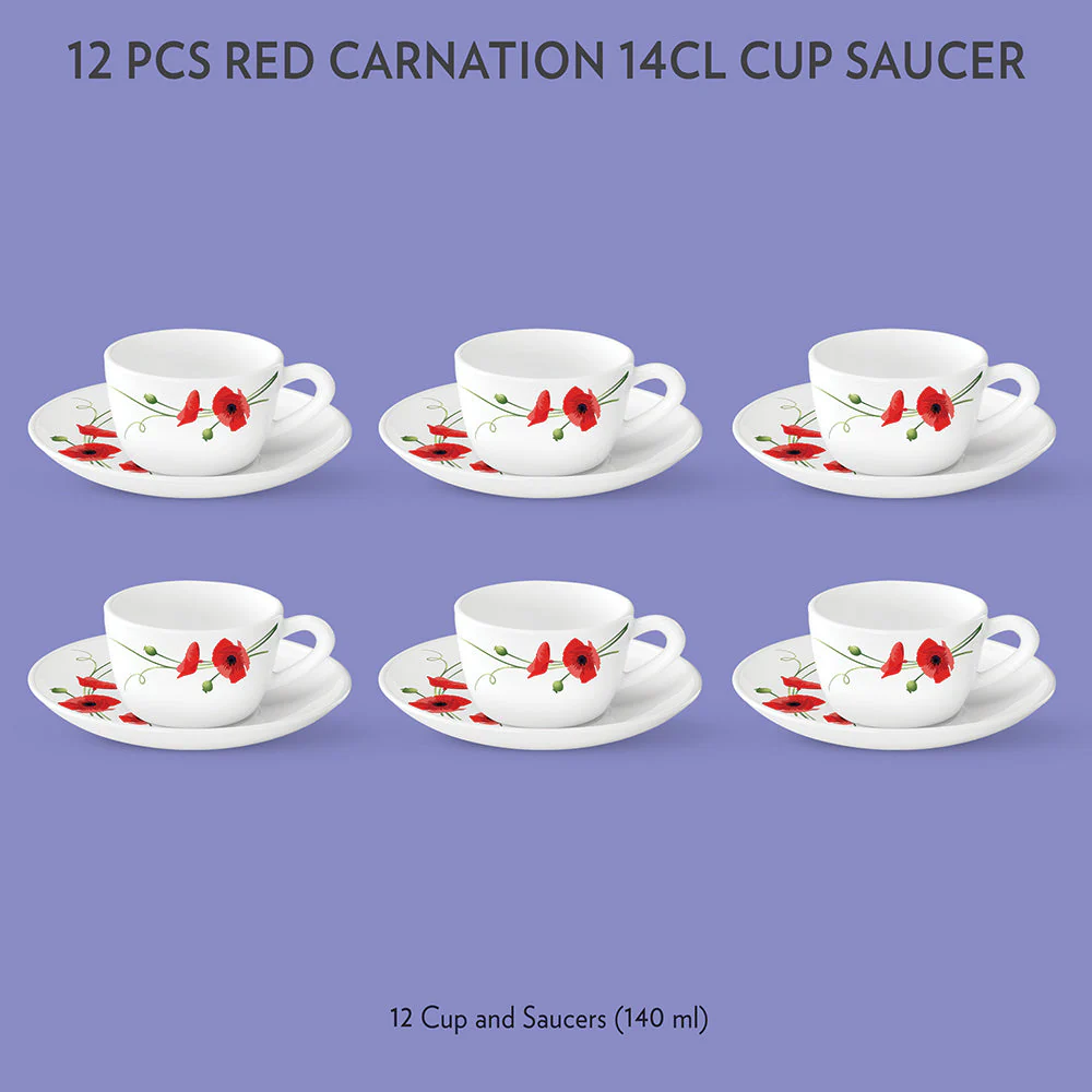 Larah Carnation Cup n Saucer Set, Red - Image 4