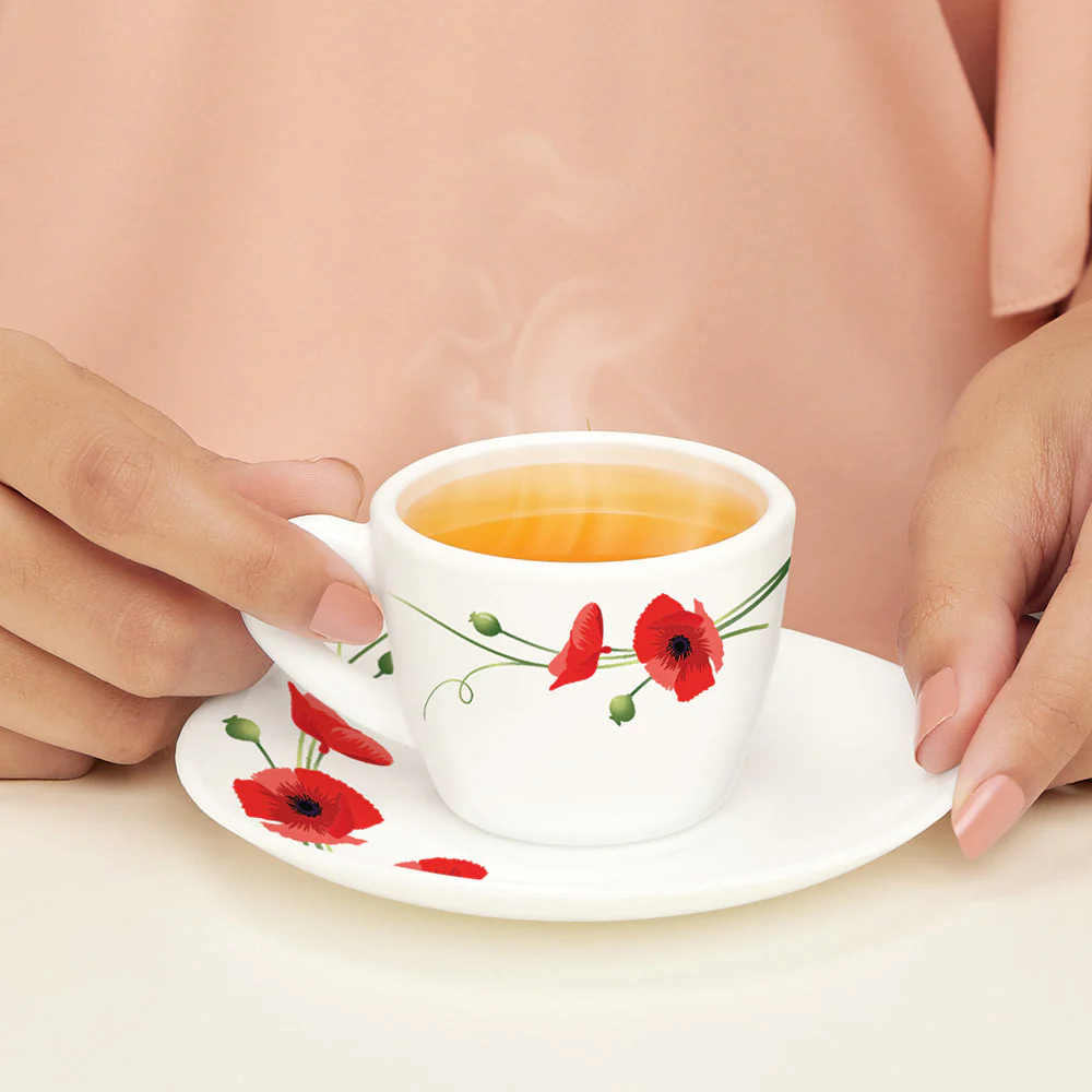 Larah Carnation Cup n Saucer Set, Red - Image 5