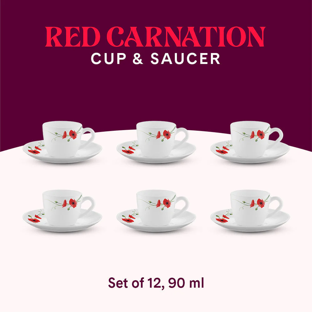 Larah Carnation Cup n Saucer Set, Red - Image 12