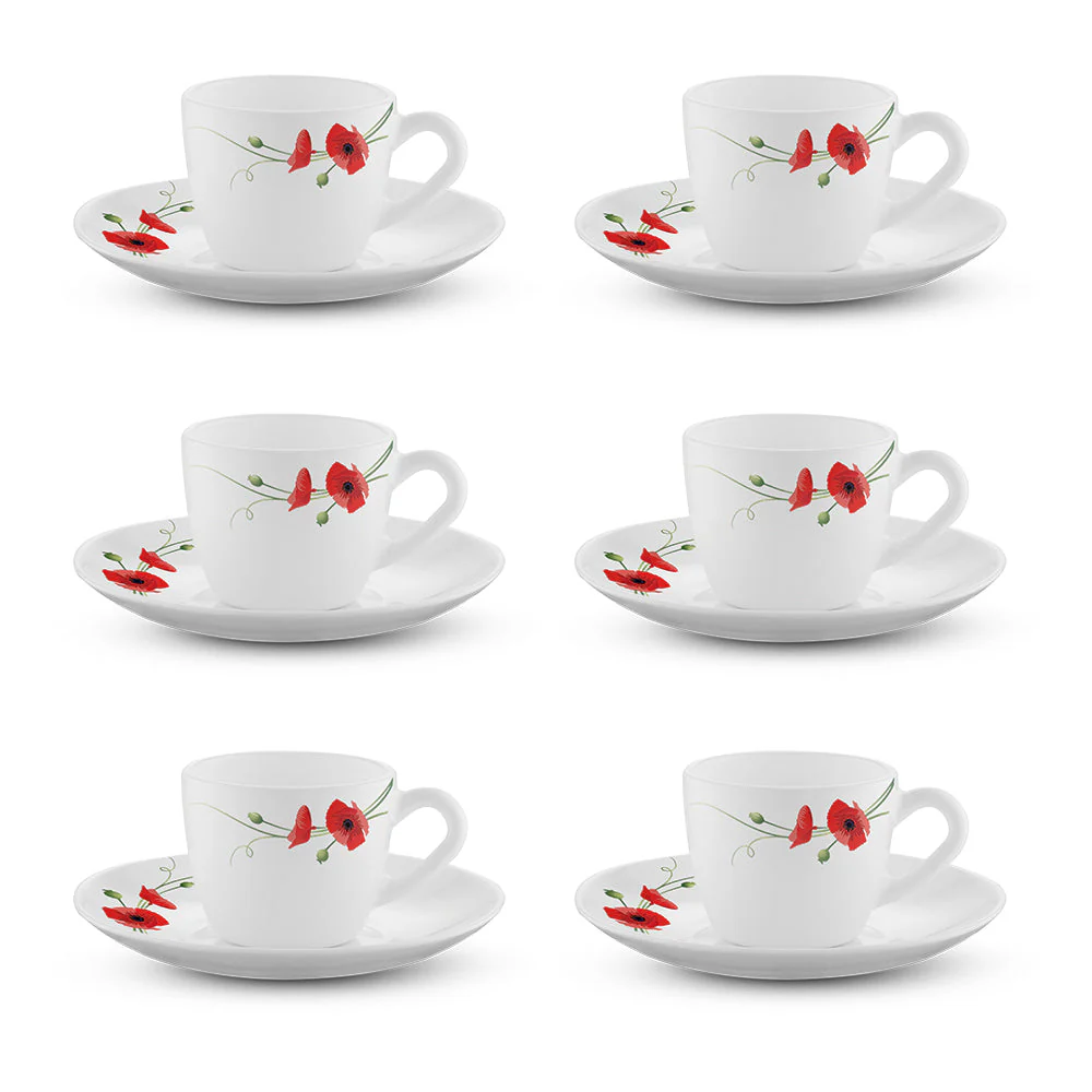 Larah Carnation Cup n Saucer Set, Red - Image 6