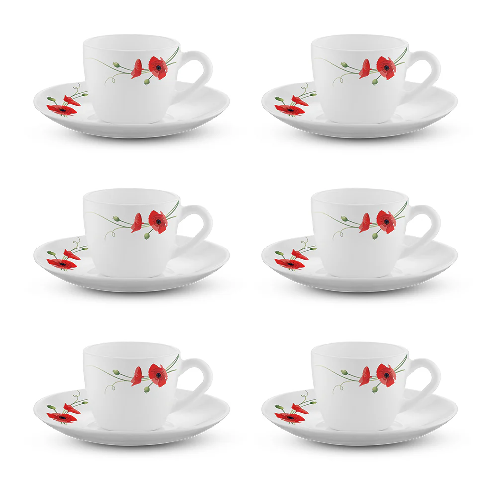Larah Carnation Cup n Saucer Set, Red - Image 3