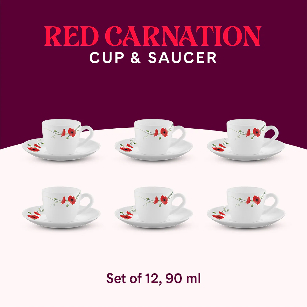 Larah Carnation Cup n Saucer Set, Red - Image 9