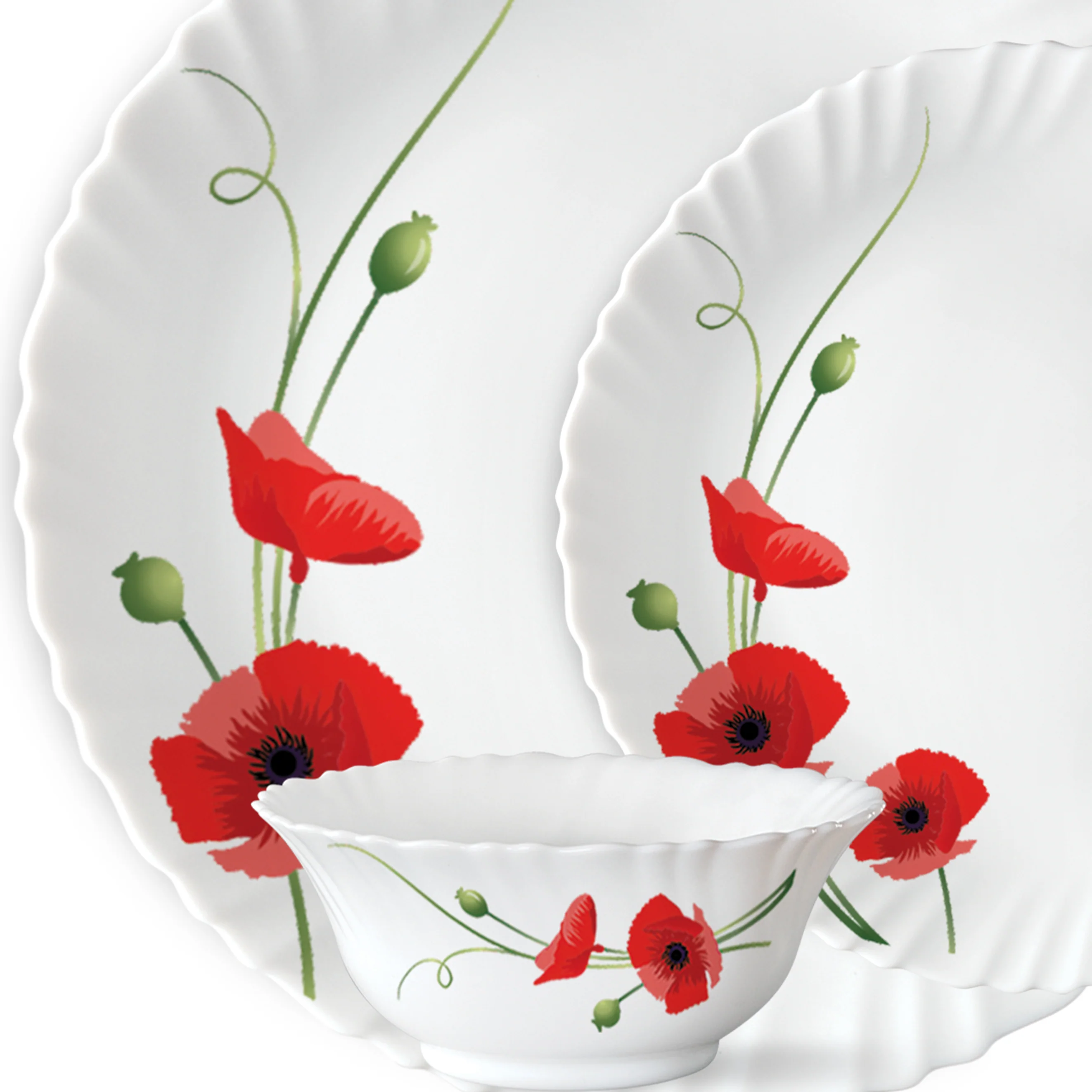 Larah Red Carnation Dinner Set, 12 pc - Image 4