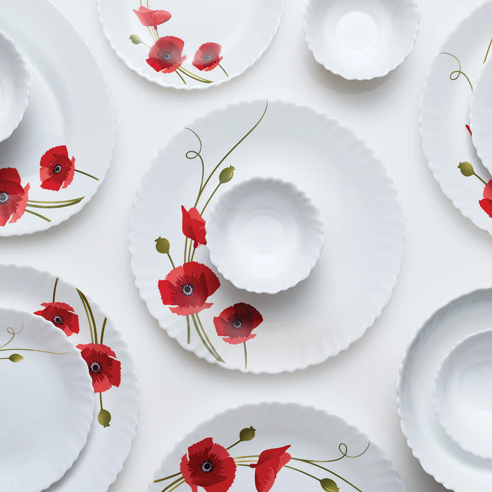 Larah Red Carnation Dinner Set, 12 pc - Image 5