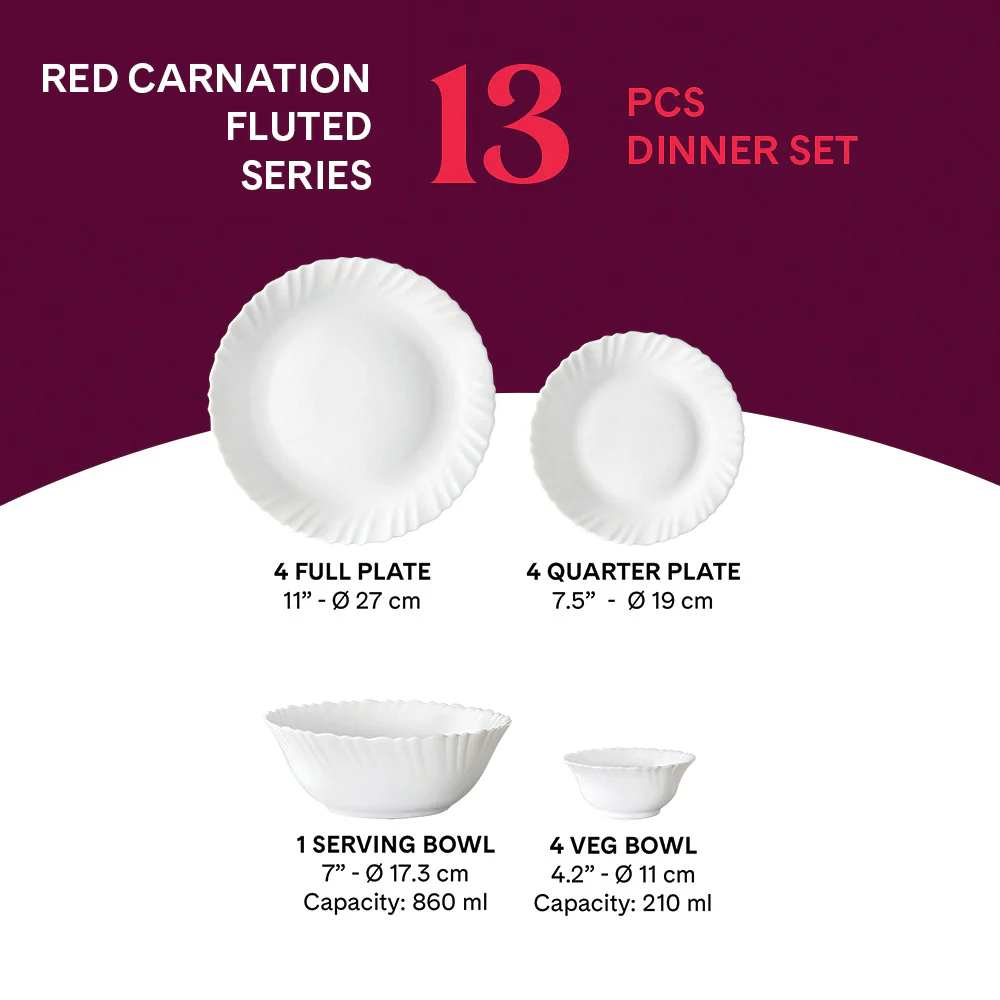 Larah Red Carnation Dinner Set, 13 pc - Image 4