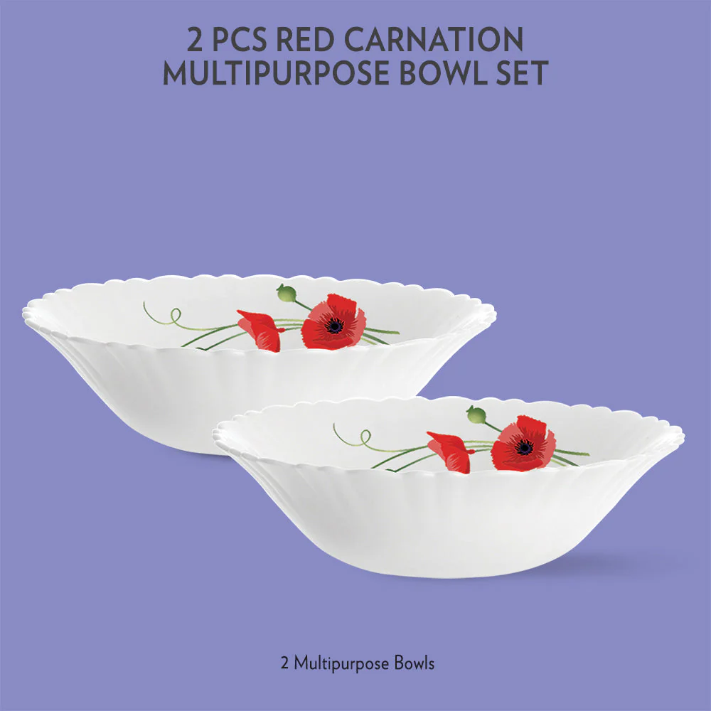Red Carnation Multipurpose Bowl, 2 pc Set - Image 2
