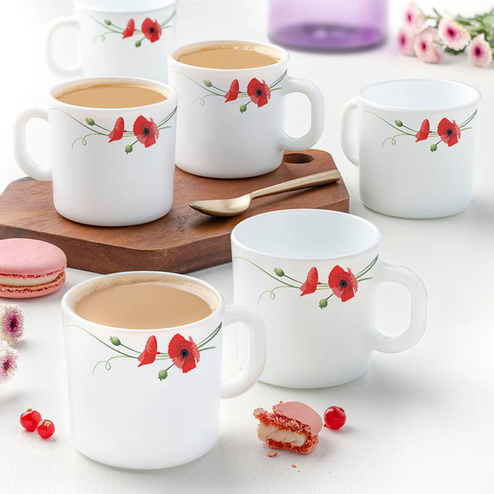 Larah Red Carnation Snack Set w Mugs, 8 pc - Image 2