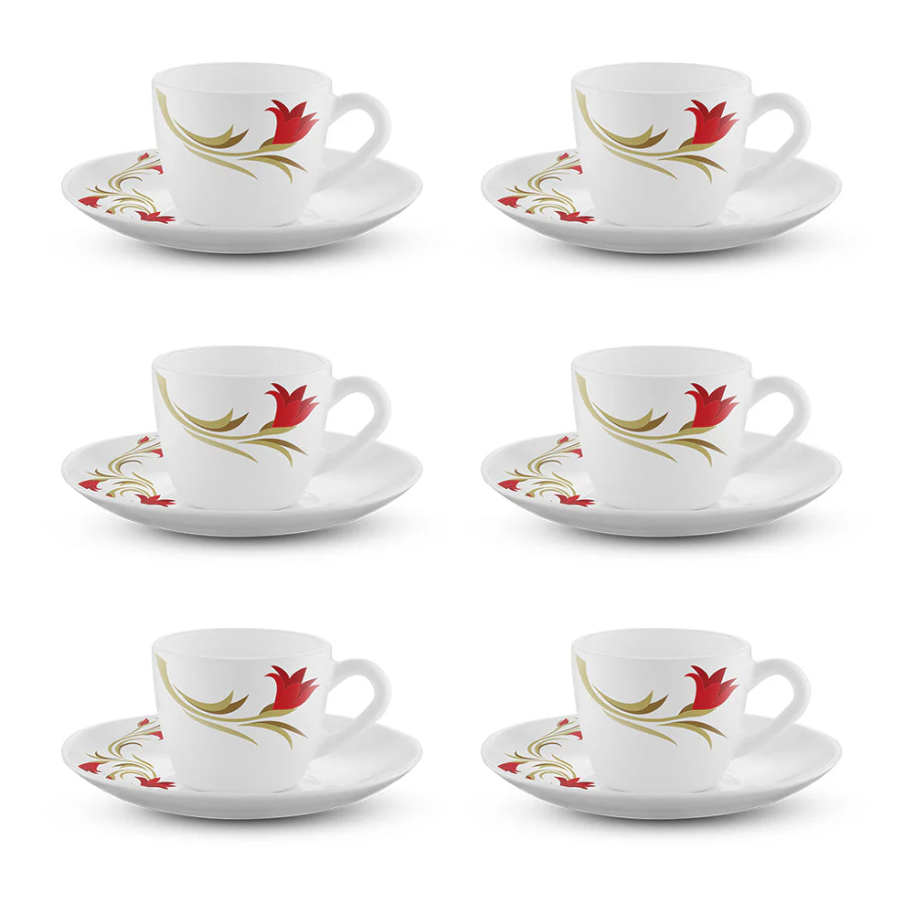 Larah Lily Cup n Saucer Set, Red - Image 4