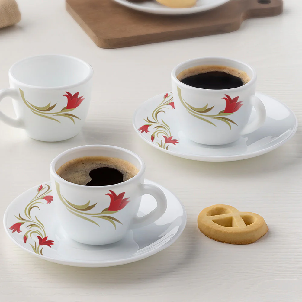 Larah Lily Cup n Saucer Set, Red - Image 5