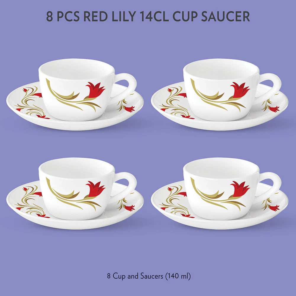 Larah Lily Cup n Saucer Set, Red - Image 2