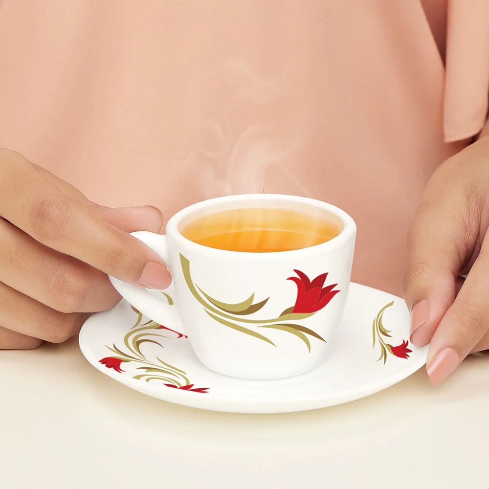 Larah Lily Cup n Saucer Set, Red - Image 3